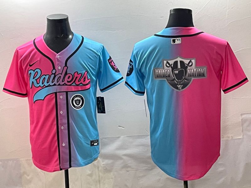 Men 2025 Oakland Raiders Blank Blue pink Nike Limited NFL Jersey style 0015->oakland raiders->NFL Jersey